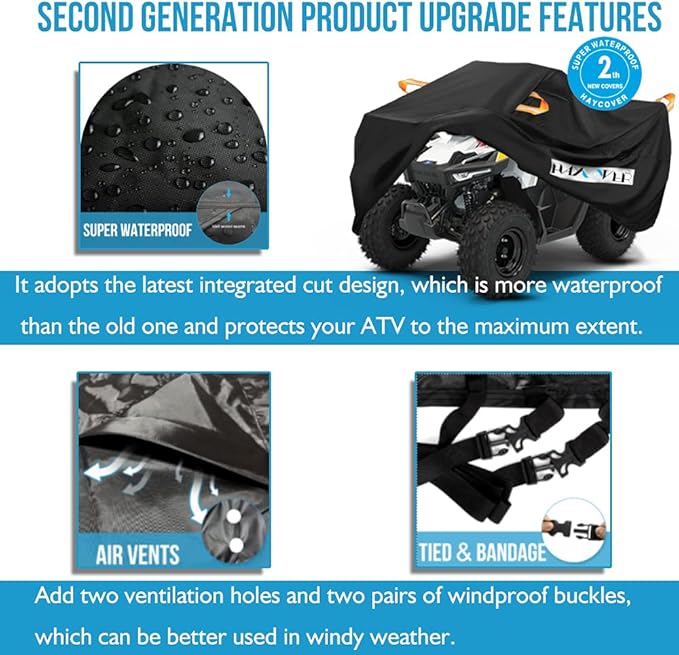 ATV Cover, Waterproof for Polaris Sportsman Yamaha Grizzly Honda FourTrax - Image 2