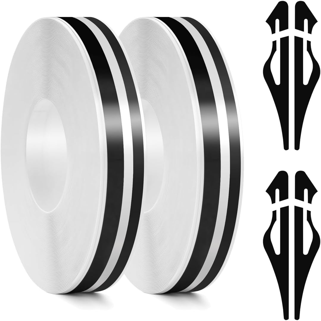 2 Rolls 32Ft Car Pinstripe Tape, Automotive Pinstriping Tape Stickers Vinyl DIY Stripes Pinstripe Emblems Trim Decals for Car, SUVs, Pickups, Motorcycle and Boat, Racing Stripes (Black)