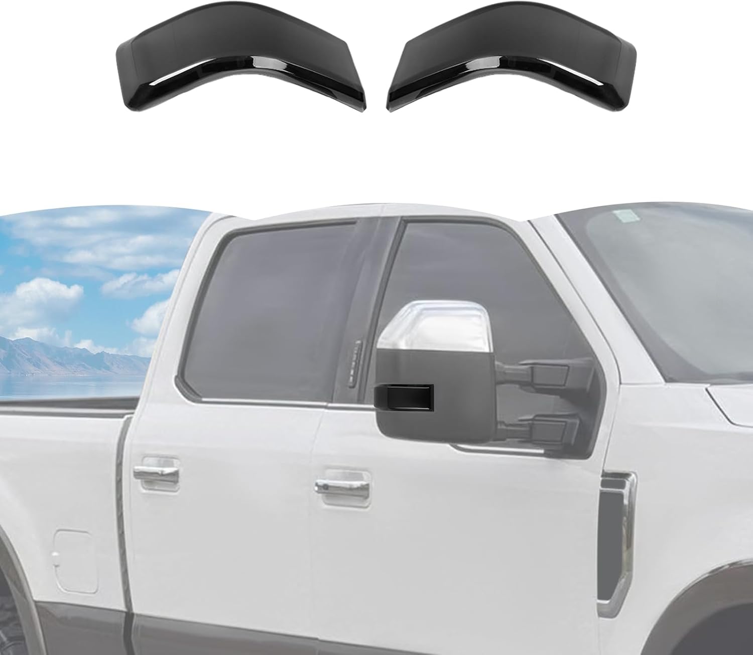 RT-TCZ Smoked Black Rearview Mirror Turn Signal Light Cover Trim Decoration Exterior Accessories for Ford F250/F350/F450/F550 2017-2023