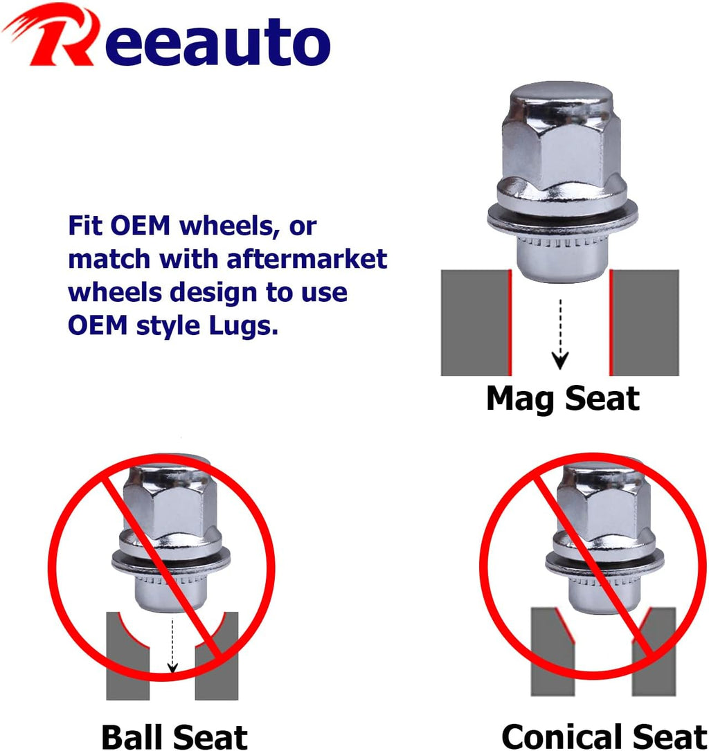 12x1.5 Lug Nuts 20 Pcs Chrome Closed End Mag Style Lug Nuts with Washer 13/16" (21mm) Hex Compatible with Toyota Camry/Corolla/Tacoma Lexus