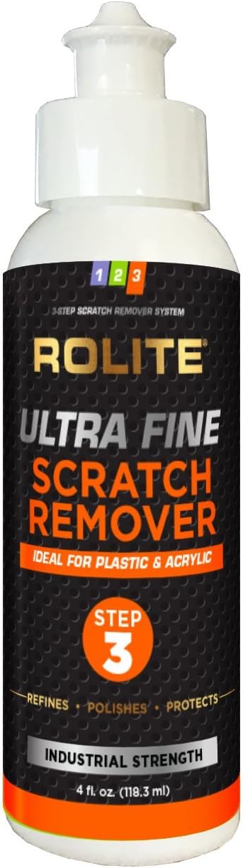 Rolite Ultra Fine Scratch Remover for Plastic & Acrylic Surfaces Including Marine Strataglass & Eisenglass, Headlights, Aquariums, 4oz,