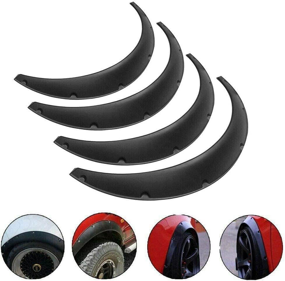 BLACKHORSE-RACING 4Pcs 3.5"/90mm Universal Car Wheel Fender Flares Wide Body Wheel Arches