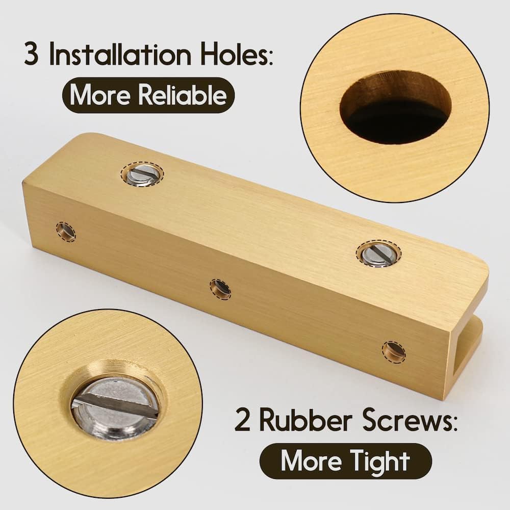 lukloy solid brass glass shelf bracket with 3, close-up detail