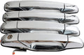 Exterior Chrome Door Handle 4 PCS Front Rear Driver & Passenger Compatible with 2007-2014 Cadillac Escalade Chevy Avalanche Silverado Suburban GMC Sierra Yukon OE # 22738722 22738721 20828258