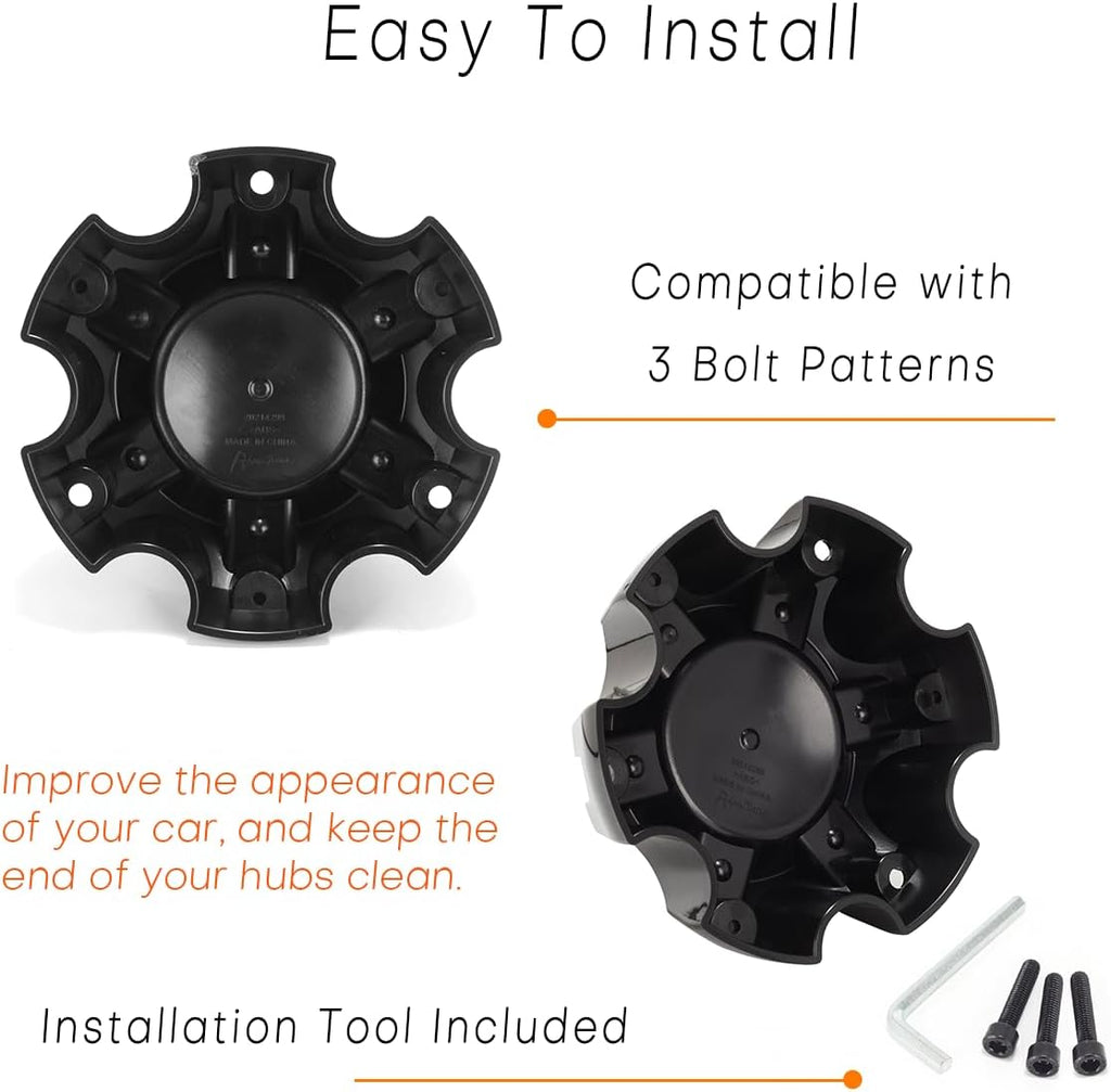 5.55in Wheel Center Caps for Ballistic Center Hubcaps, 4 Pack Matte Black Color Center Cover Replacement, 6 lugs