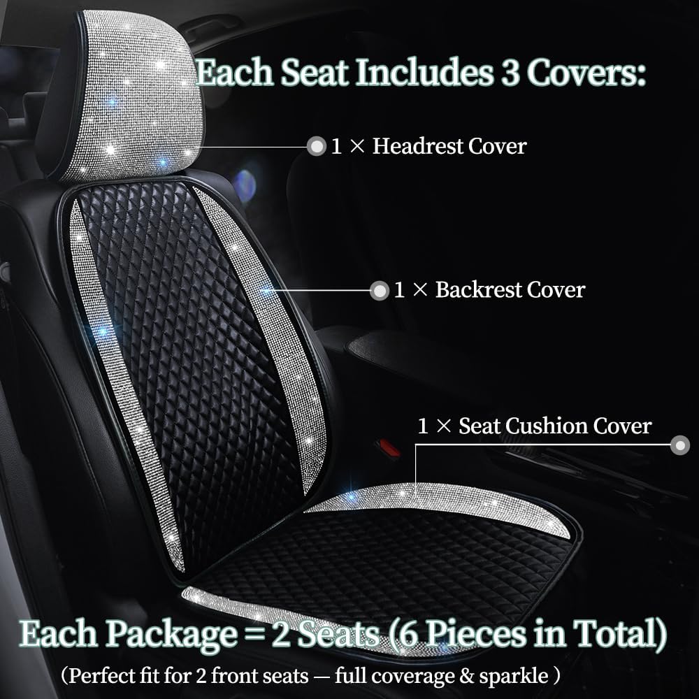 bling crystal rhinestones car front seat covers for, side view