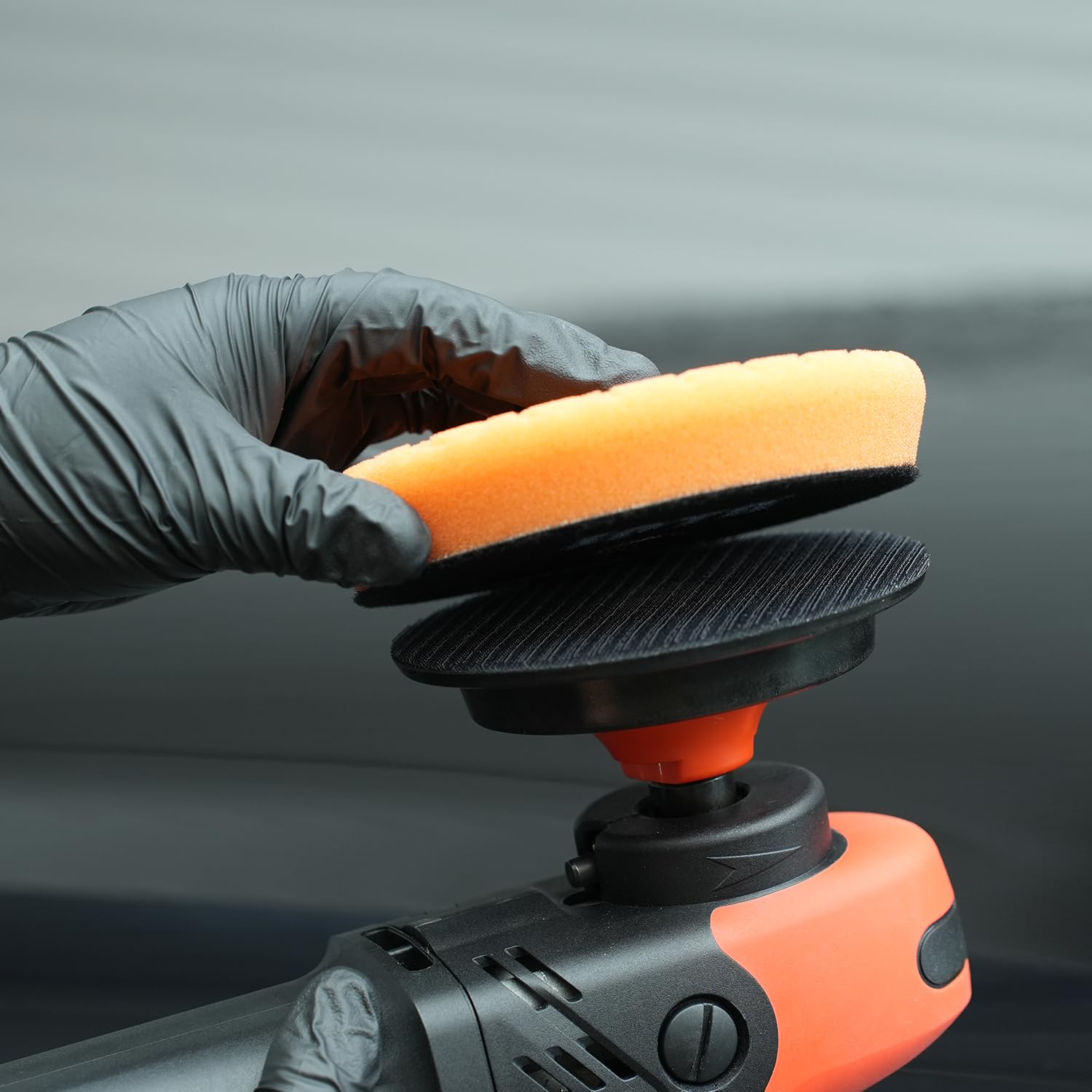 SPTA 2Pcs RO Rotary Flexible Backing Plate, Hoop-and-Loop Face PU Soft Backing Pad Used On Rotary Polisher Sander for Sanding Polishing Buffing Finishing (5/8"-11 Thread, Orange, 5Inch (125mm))