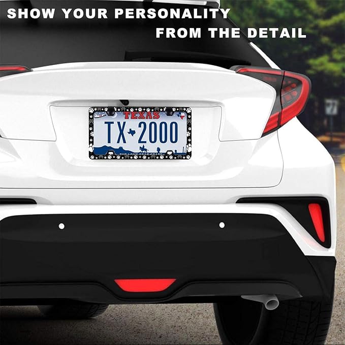 License Plate Frames Paw Prints License Plate Holder Bear Paw Auto Accessory - Image 2