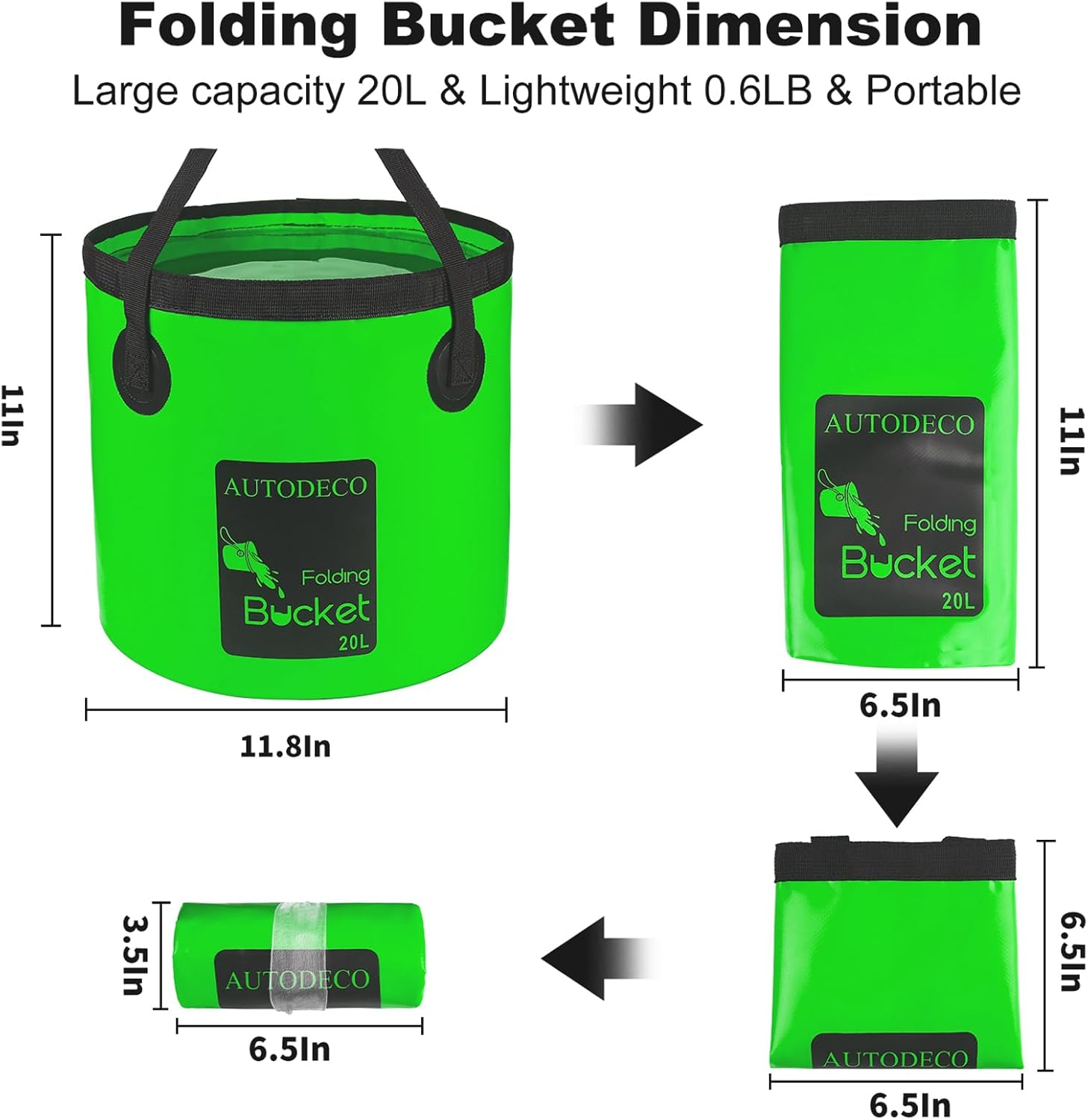 20L Collapsible Bucket 5 Gallon Water Container Folding Water Bucket with Handle Portable Wash Basin