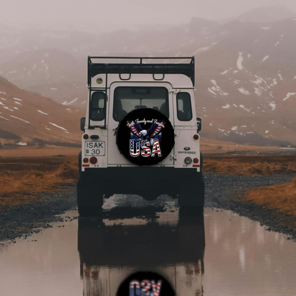 Eagle 250 Years Freedom Anniversary Spare Tire Cover 1776-2026 The Independence of USA Wheel Protectors Waterproof Tire Cover Universal Fit for RV SUV Truck Travel Trailers 15"