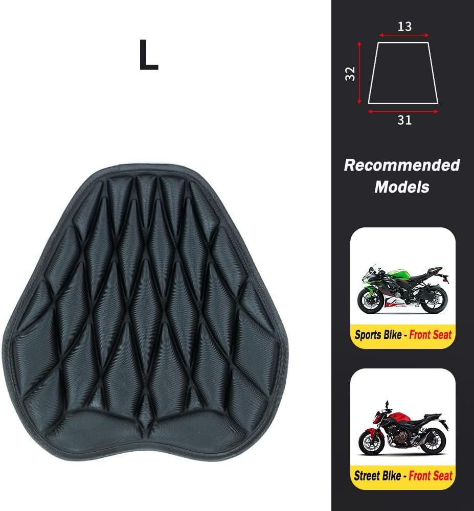 Motorcycle Seat Cushion for Honda Rebel 1100 (2021-2025), Ventilated Shock-Absorbing Seat Pad Watertight Motorcycle Seat Protector,L
