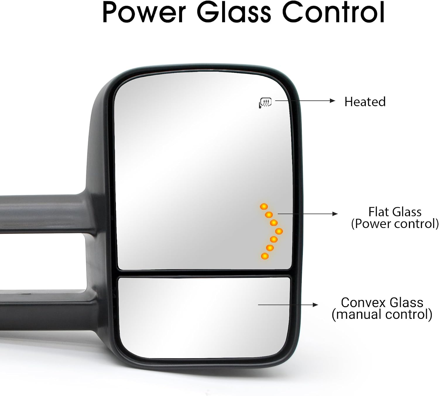 NEYASU Power Heated Pair Towing Mirrors fit for 1999 2000 2001 2002 Chevy Silverado GMC Sierra 1500 2500 3500 Yukon XL Tahoe Denali Avalanche Suburban Arrow Light Manual Telescopic LH RH