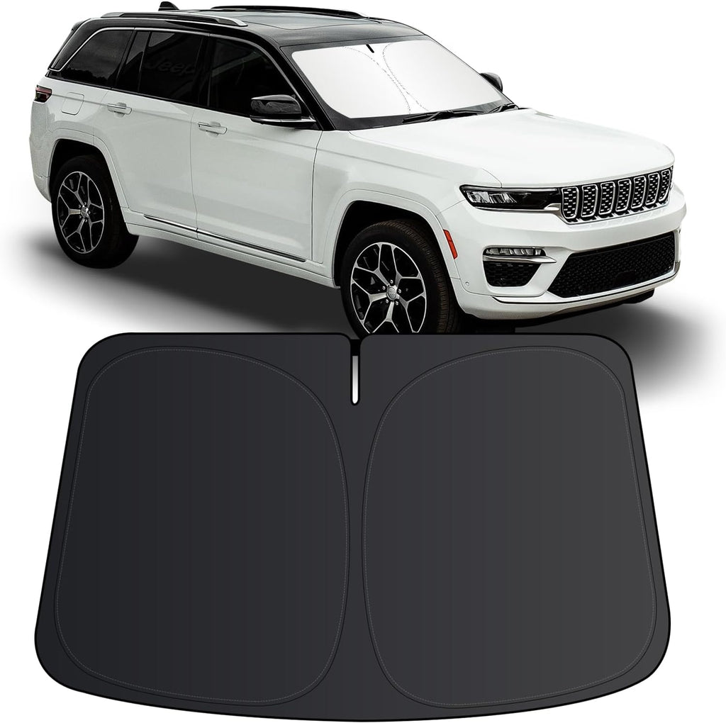 Windshield Sun Shade for 2011-2025 2026 Jeep Grand Cherokee/Jeep Grand Cherokee L, Foldable Blocks UV Rays Sunshade Car Front Window Sun Visor Protector for Jeep Grand Cherokee Accessories