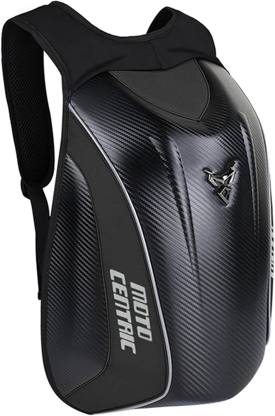 Motorcycle Backpack Waterproof Large Capacity Carbon Fiber Rider Backpack Hard Shell Reflective Motorbike Travel Suitcase Light Version (Black)