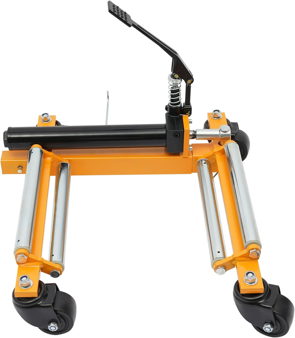 Car Wheel Dolly Jack Mechanical 2204-lbs Steel Car Moving Skates | 12'' Wheel Vehicle Positioning Jack Heavy Duty Rollers with Ratcheting Foot Pedal for Tire Auto Repair Moving, Orange