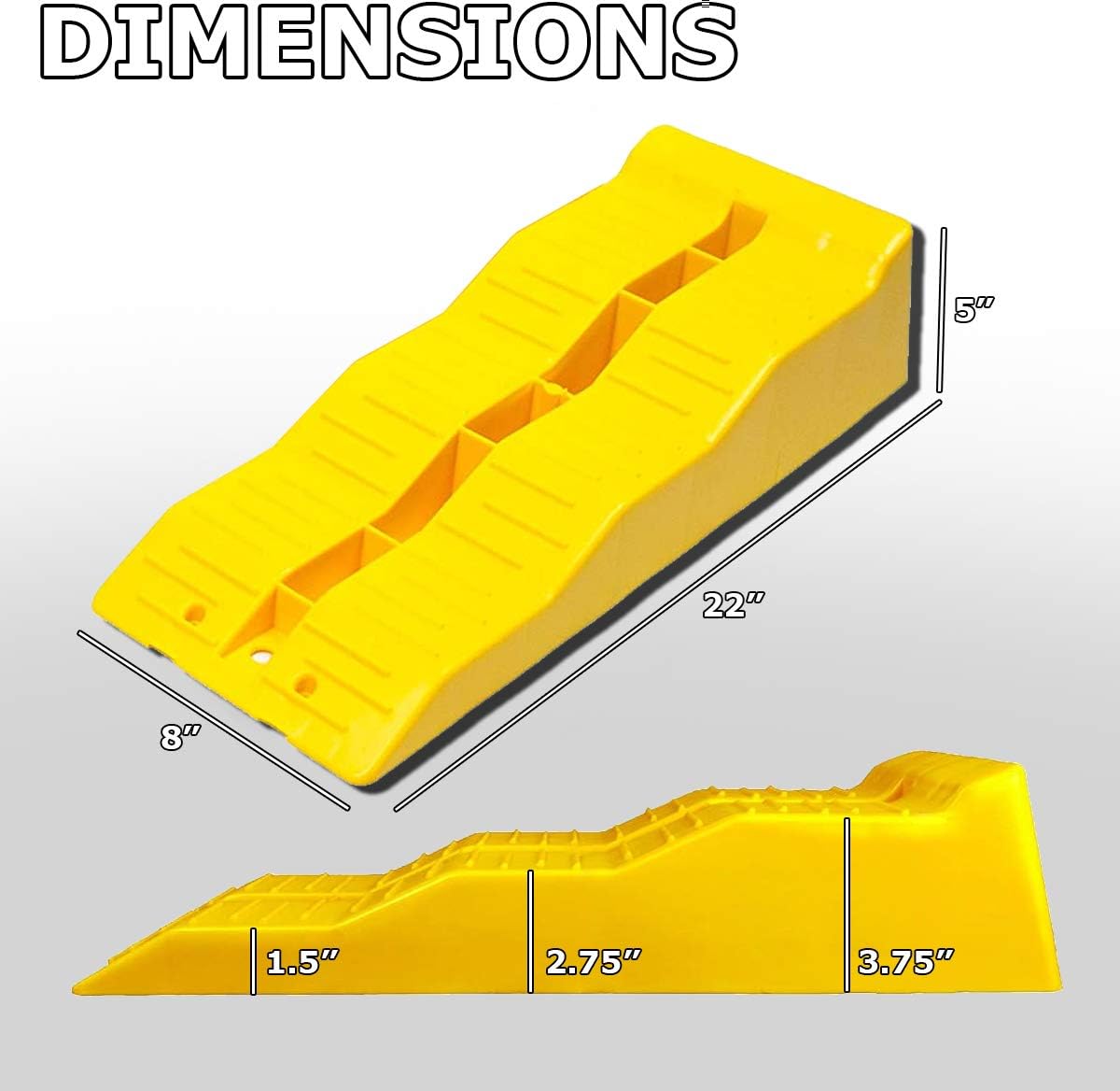 VaygWay RV Leveling Ramps– Automotive Camper Trailer Leveler Wheel Chock – Stabilizing Uneven Ground and Parking – 2 Pk Yellow Auto Blocks for Trailer Car SUV