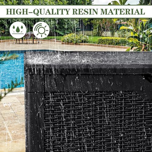 greesum 100 gallon resin deck box large outdoor showing dimensions