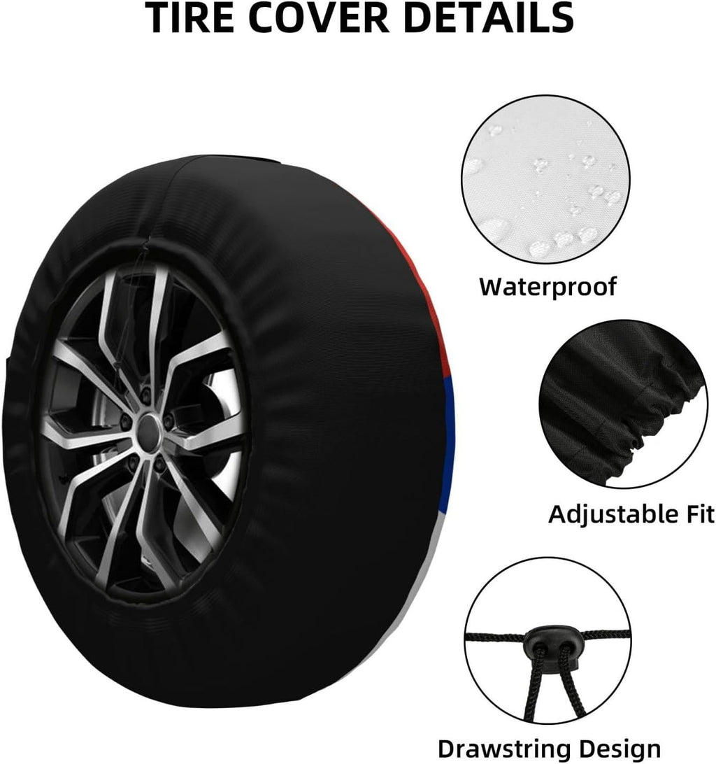 Russian Flag Print Universal Spare Tire Cover for RV, Jeep | Wheel Protector Fits Rv, Trailer, Jeep, Shield Tires From Sun, Dirt And Rain For Outdoor Storage