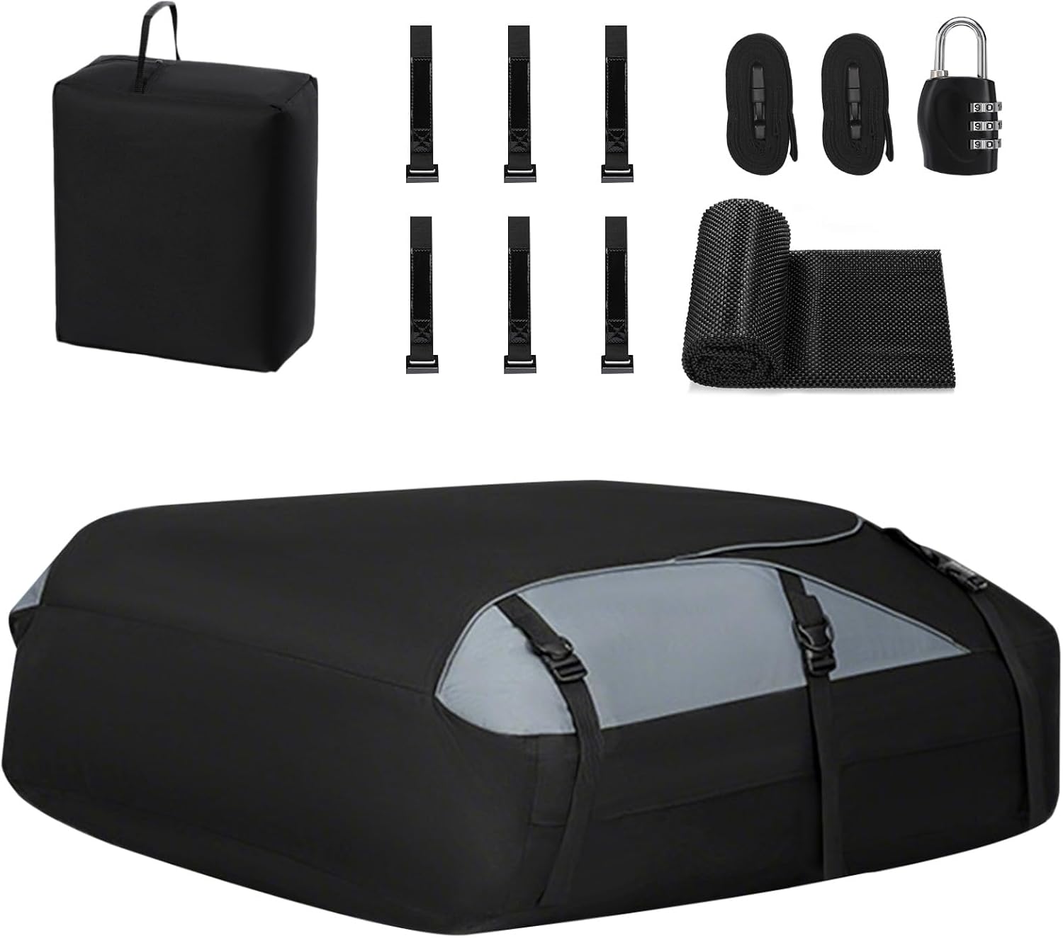 20 Cuft Rooftop Cargo Carrier,Soft Shell Roof Box with Lock,Straps&Storage Bag