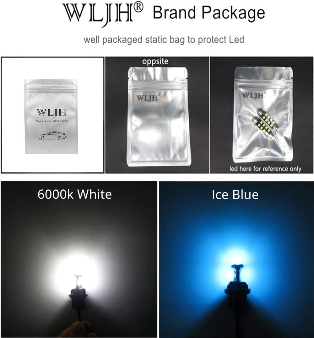 WLJH 15pieces 6000k Pure White Super Bright Canbus Error Free 2835 Chip Car LED Lighting Kit for Volkswagen Passat B7 (2012+) Premium LED Interior Package