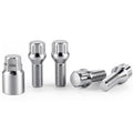 GAsupply 14X1.25 Lug Bolts 4 Locks + Key Fit for BMW Mini Aftermarket Wheels, 28mm Shank Length, Acorn Conical Seat Chrome Lock Lug Bolt Studs Dual 17mm & 19mm Hex Key