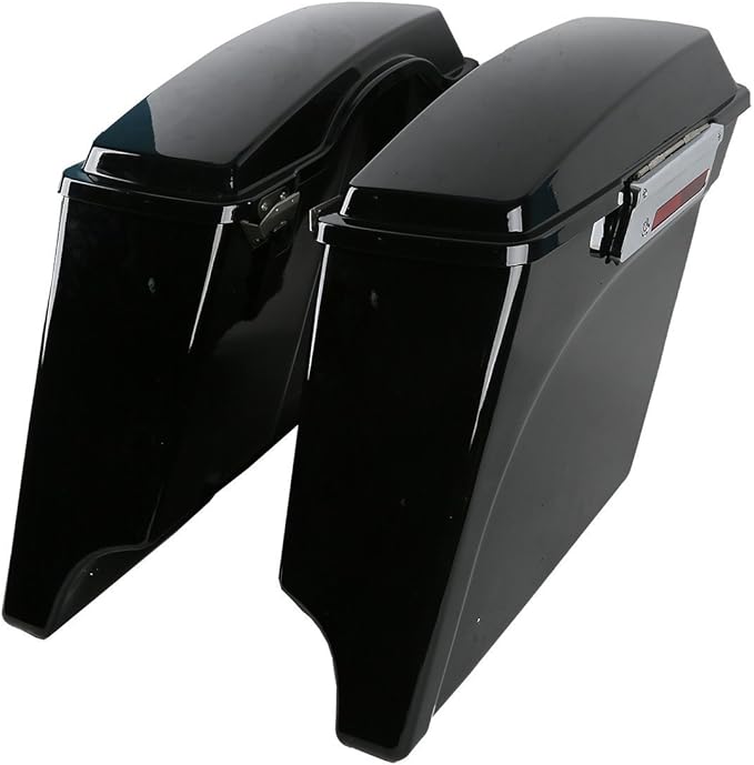 XFMT 5" Vivid Black Stretched Extended Hard Saddlebags Compatible - Image 2