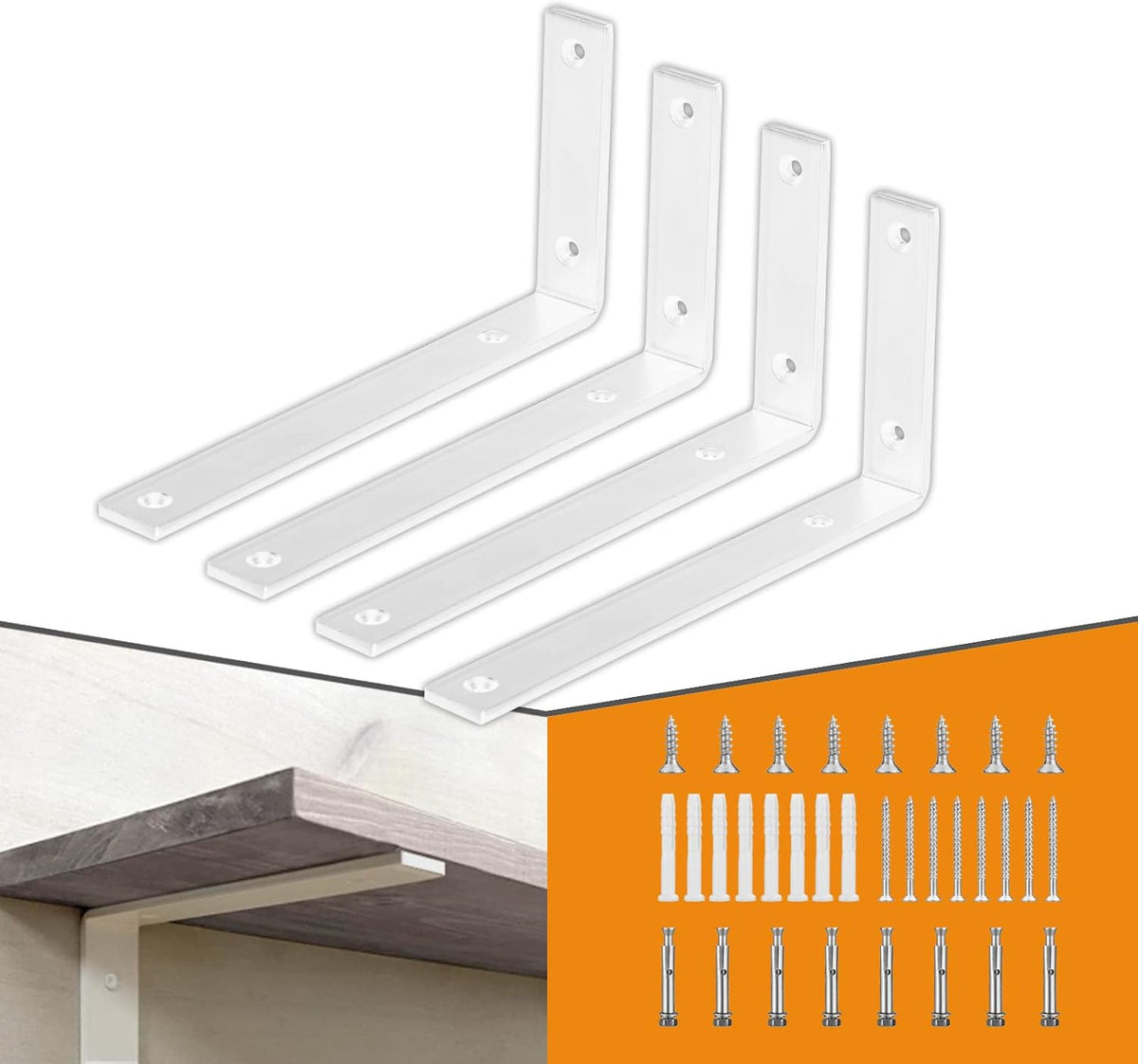 clt white shelf bracket, 10” x 4.7” quarter, main product view
