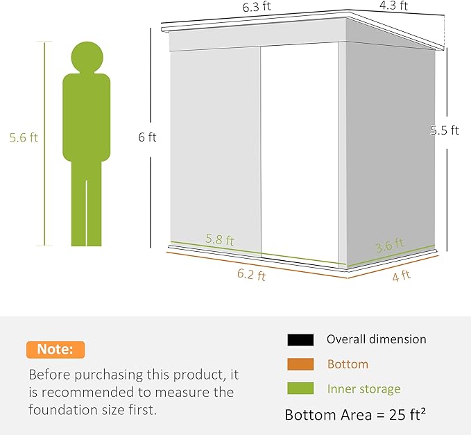 Outsunny 6' x 4' Outdoor Storage Shed, Metal Garden Tool Shed - Image 6