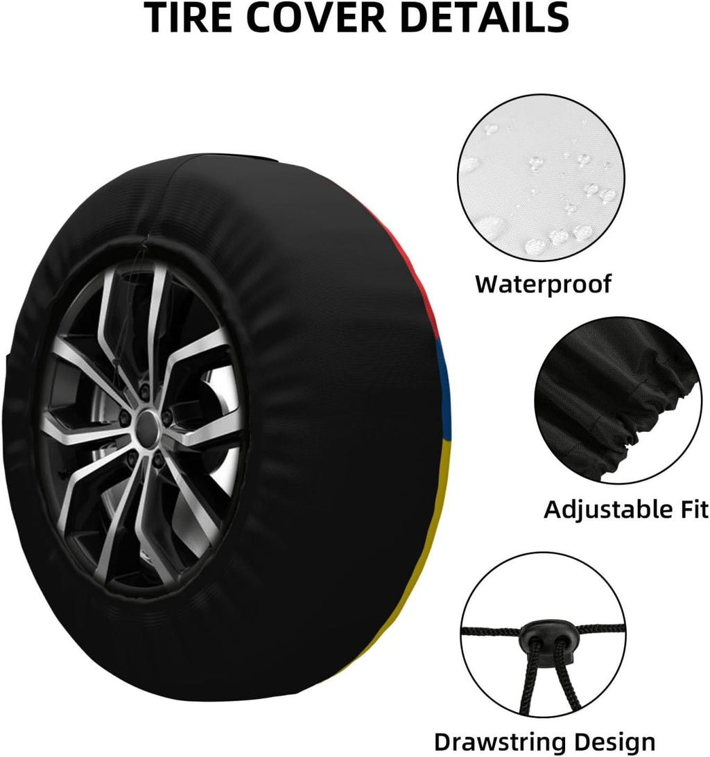 Flag of Ecuador Print Universal Spare Tire Cover for RV, Jeep | Wheel Protector Fits Rv, Trailer, Jeep, Shield Tires From Sun, Dirt And Rain For Outdoor Storage