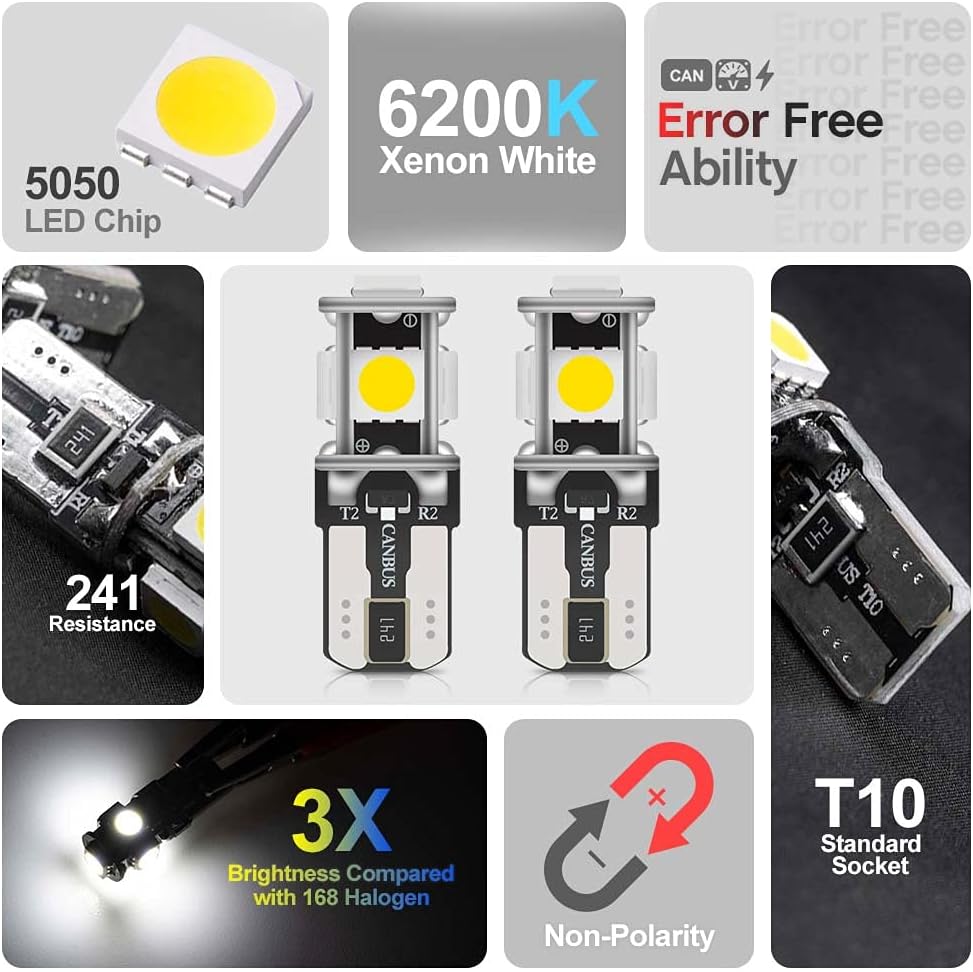 11pcs White LED Interior Light Bulbs Kit for Niss'an Pathfinder 1996-2004 Map Dome Trunk Glove Box Vanity Mirror License Plate Lights Interior LED Lights Bulbs Package + Install Tool