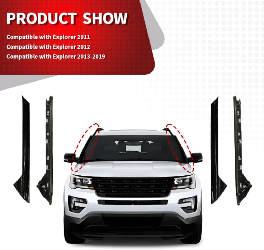 Nakkaa A-Pillar Molding Trim Kit Outer and Inner Trim Set Compatible with Explorer 2011-2019 Replaces 926-450 926-451 BB5Z7803137AA BB5Z7803145AA BB5Z7803136AA BB5Z7803144AA Left & Right