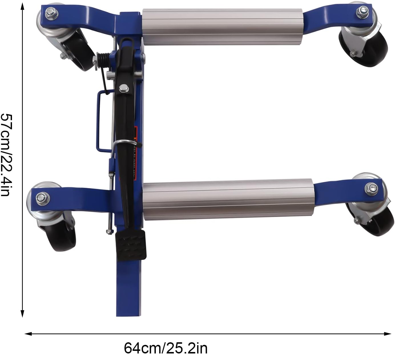 4-Piece Ratcheting Wheel Dollies Set, 5200lbs Capacity, Adjustable 10-22in | 360° Nylon Wheels, Heavy Duty Steel, Foot Pedal, Easy Move Car Tire Skates, Garage, Auto Shop, Silver Blue Black