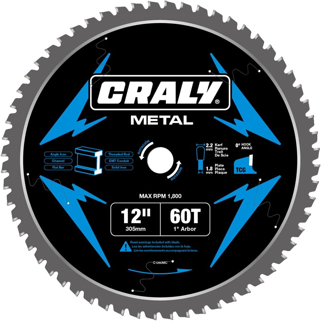 CRALY 12 Inch 60 Teeth Steel and Ferrous Metal Cutting Circular Saw Blade