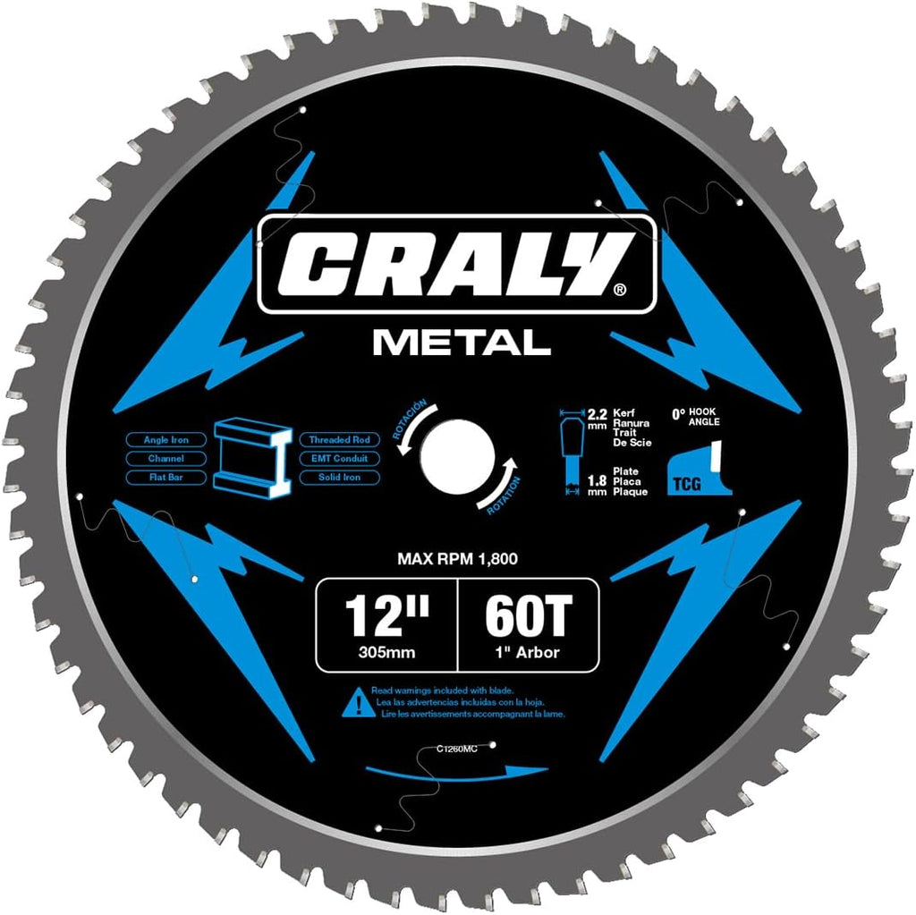 CRALY 12 Inch 60 Teeth Steel and Ferrous Metal Cutting Circular Saw Blade