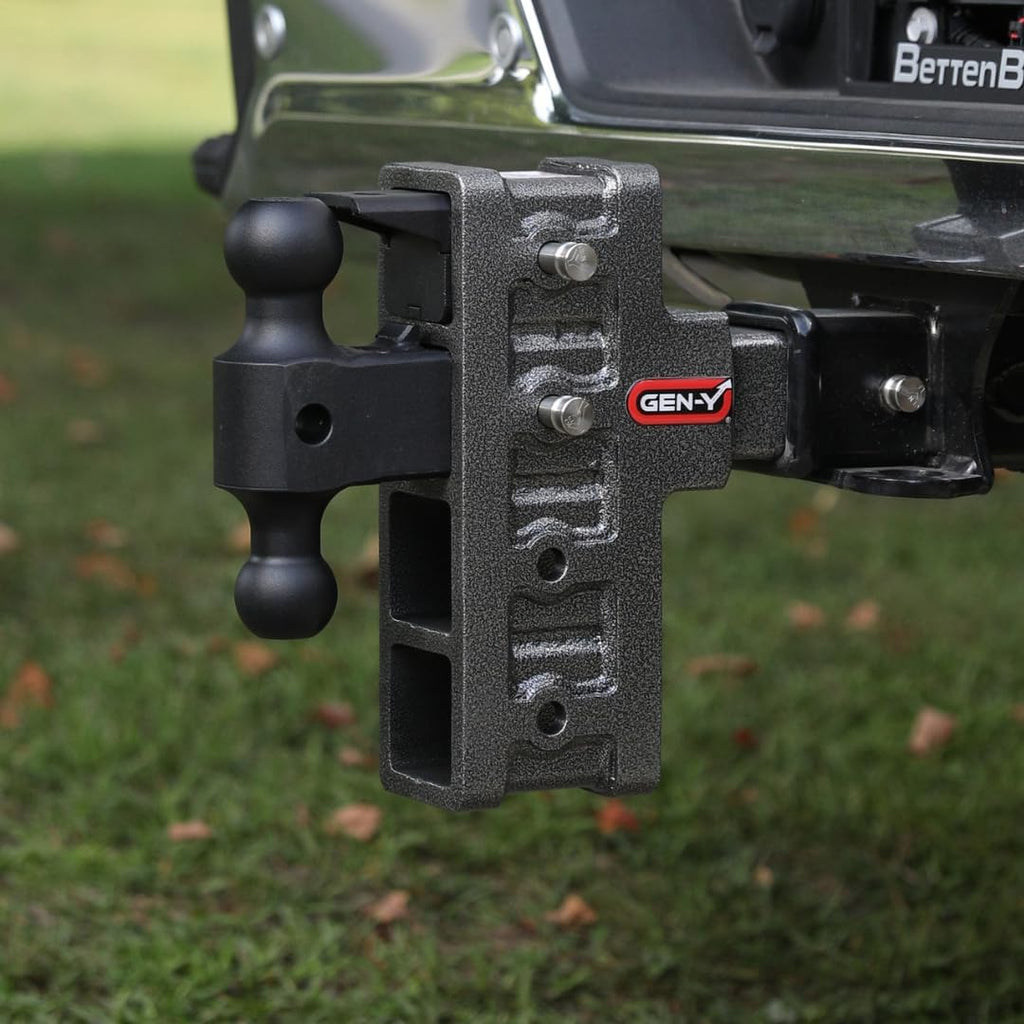 GEN-Y Hitch Offset Tow Hitch for 2" Receiver - 2.5" Rise/5" Drop with 4 Adjustable Positions, Includes Dual Ball Mount, Pintle Lock and Pins, 10,000 lbs Towing Capacity, 1,500 lbs Tongue Weight