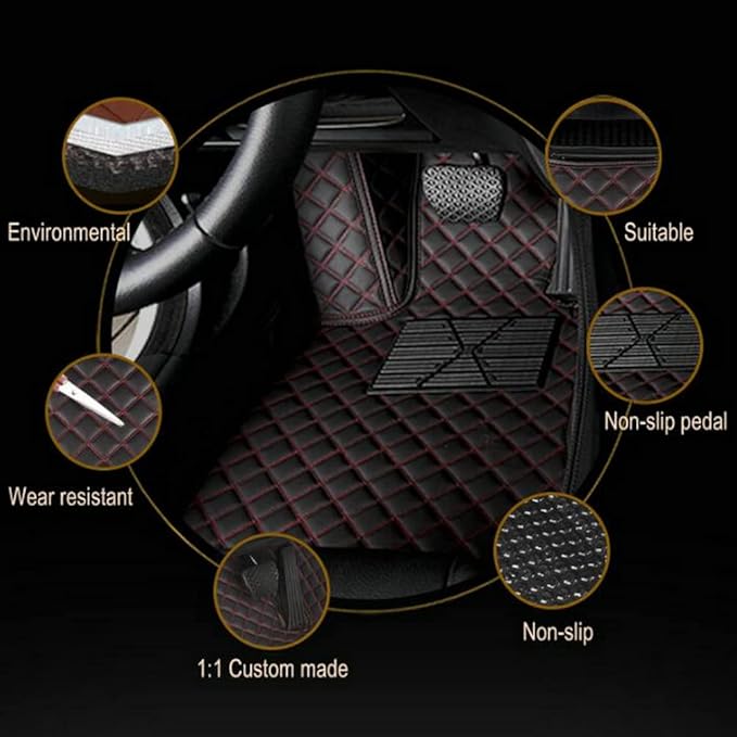 TAHALICustom Colors Car Floor Mats Black Pink - Image 2