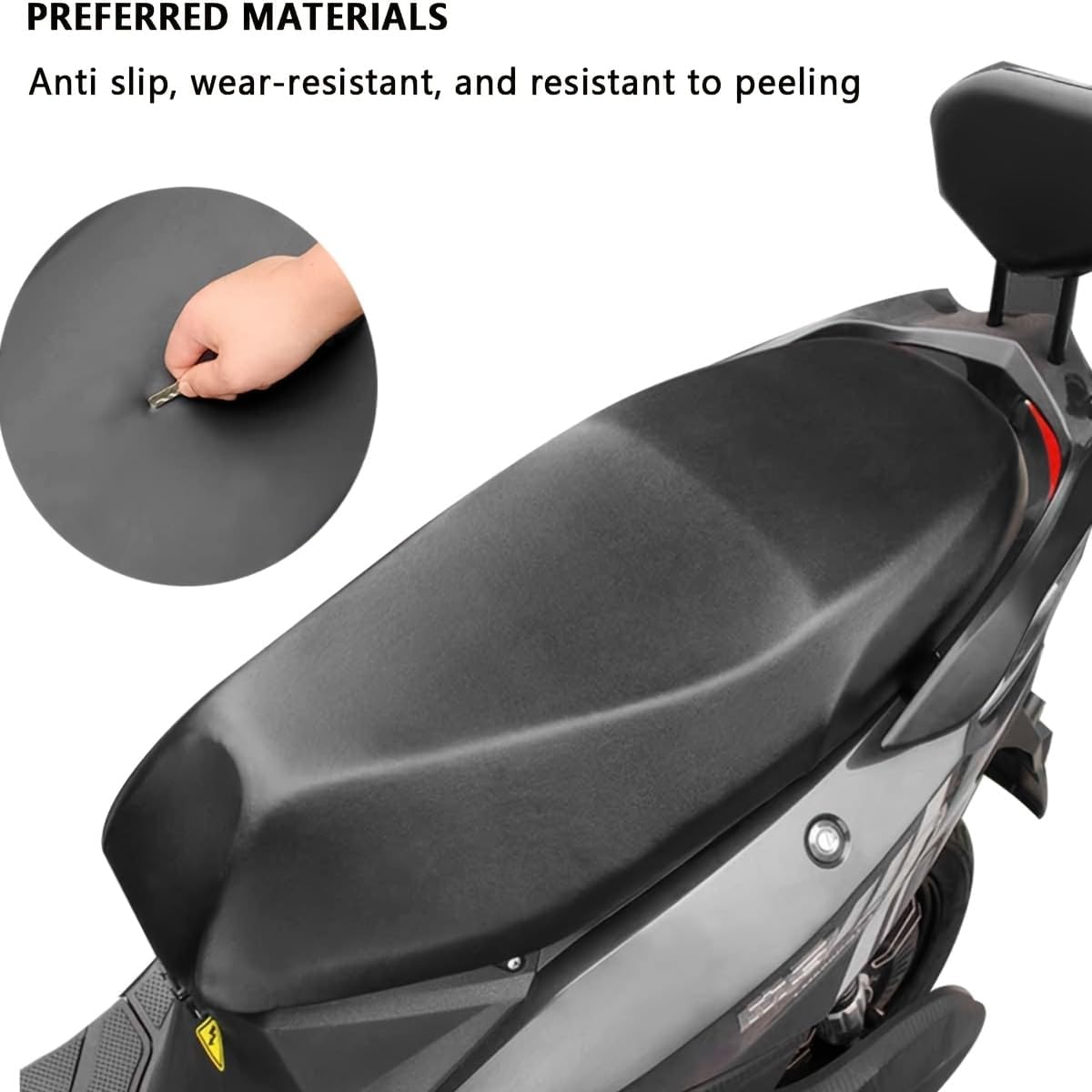 Universal Motorcycle Seat Cover, 0.4" Thick Waterproof PU Leather, High Elasticity Wear-Resistant Scooter Cushion Protector, No-Measurement Needed, All-Season Fit for E-Bikes & Mopeds