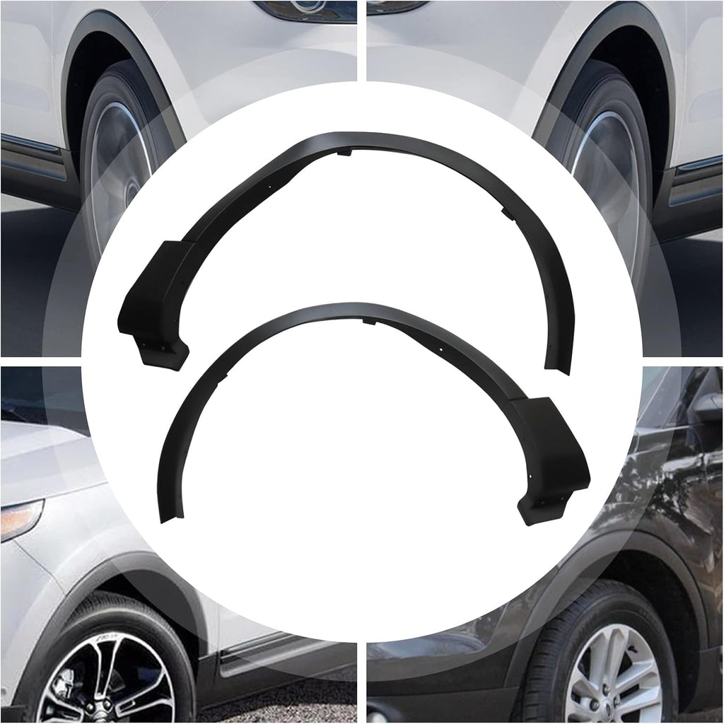 Fender Flares Compatible with 2011-2015 Ford Explorer,Front Left & Right Wheel Arch Trim Pair,PP Material Black Fender Flares Replacement for FO1290126 BB5Z16039AA BB5Z16038AA