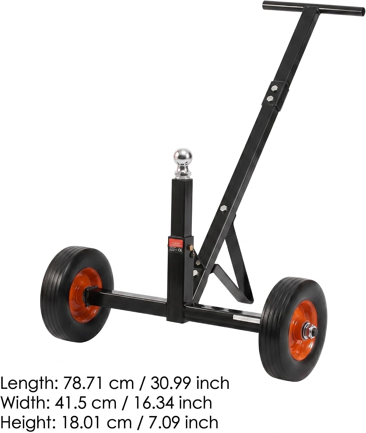 Trailer Dolly 600lbs Capacity, Carbon Steel Trailer Mover with 1-7/8 inch Hitch Ball and 10 inch Flat-Free Tires, Adjust