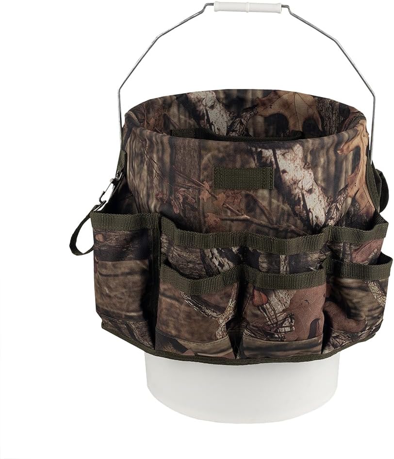 bucket boss - camo bucketeer bucket tool organizer on a desk or shelf
