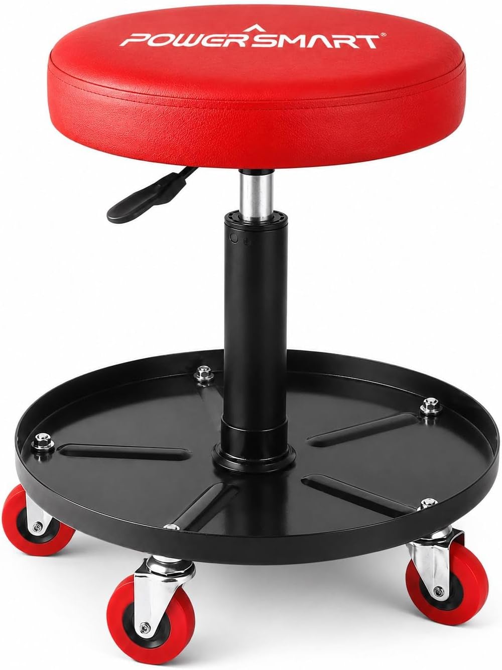 PowerSmart 330 lbs Capacity Pneumatic Roller Seat with Wheels, Adjustable Rolling Mechanic Stool with Tool Tray, Hydraulic Garage Shop Stool, Swivel Creeper Seat for Automotive Repair