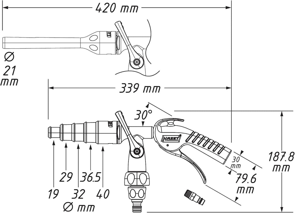 HAZET Washing Gun Set 9048P-2/3 I Cooling System Rinse I Temperature Range -10 to +40 Degrees I Cleaning without the Use of Aggressive Chemicals or Solvents