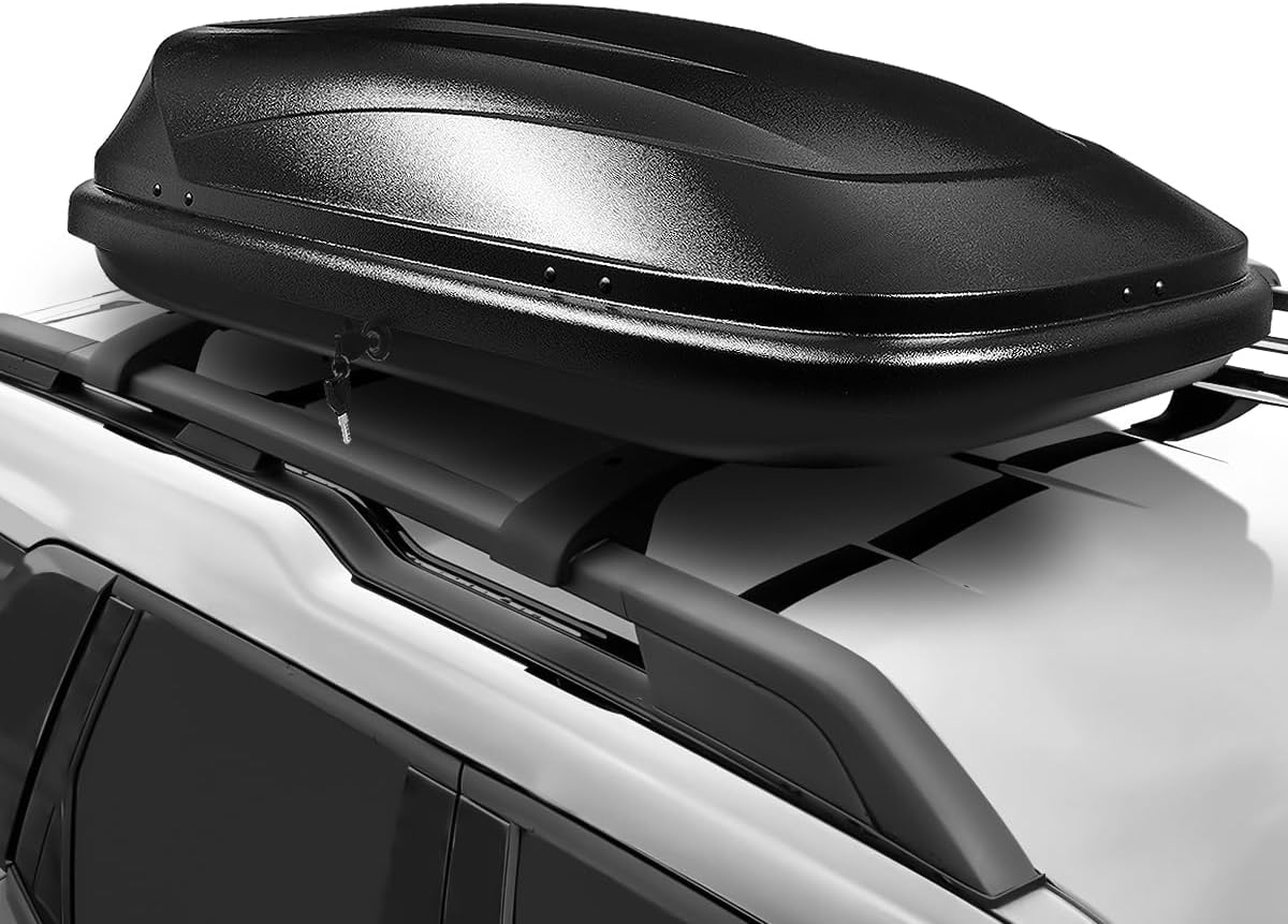 Heavy Duty Rooftop Cargo Carrier ABS Lockable Car Roof Rack Cargo Carrier, Capacity 110 LBS, 53 X 34 X 15 Inches, Black