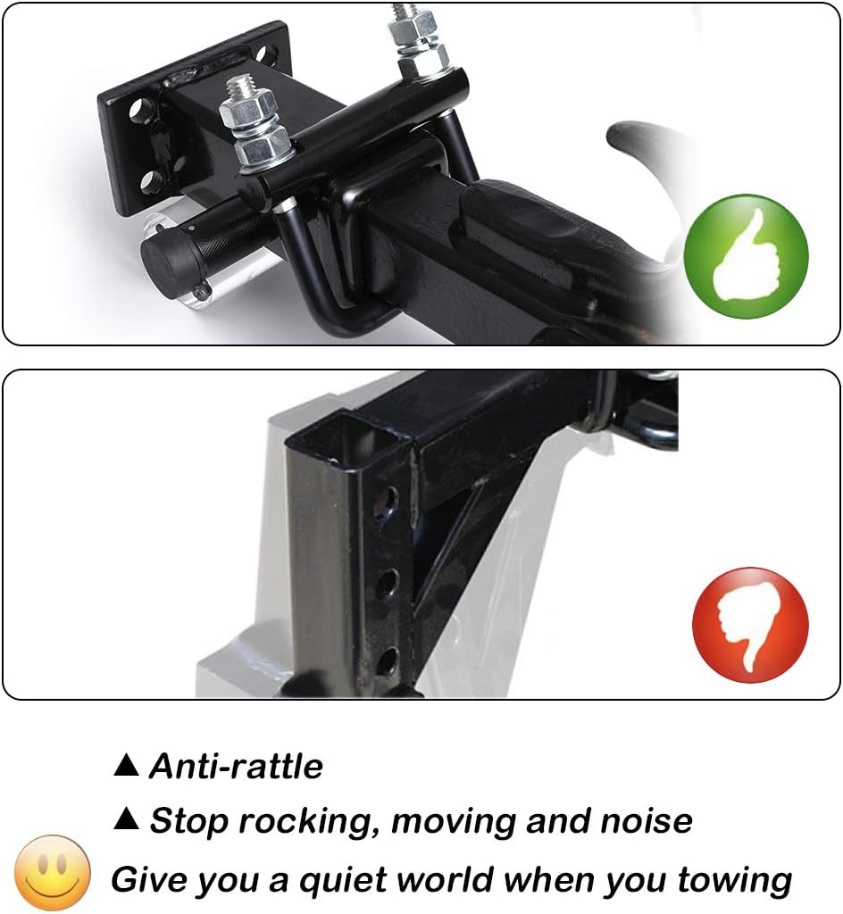CZC AUTO Hitch Clamp Anti-Rattle Stabilizer Hitch Tightener for 2 Inch Hitches of Trailers SUV Vans RV Hitch Tray Cargo Carrier Bike Rack Trailer Ball Mount 2 Pack