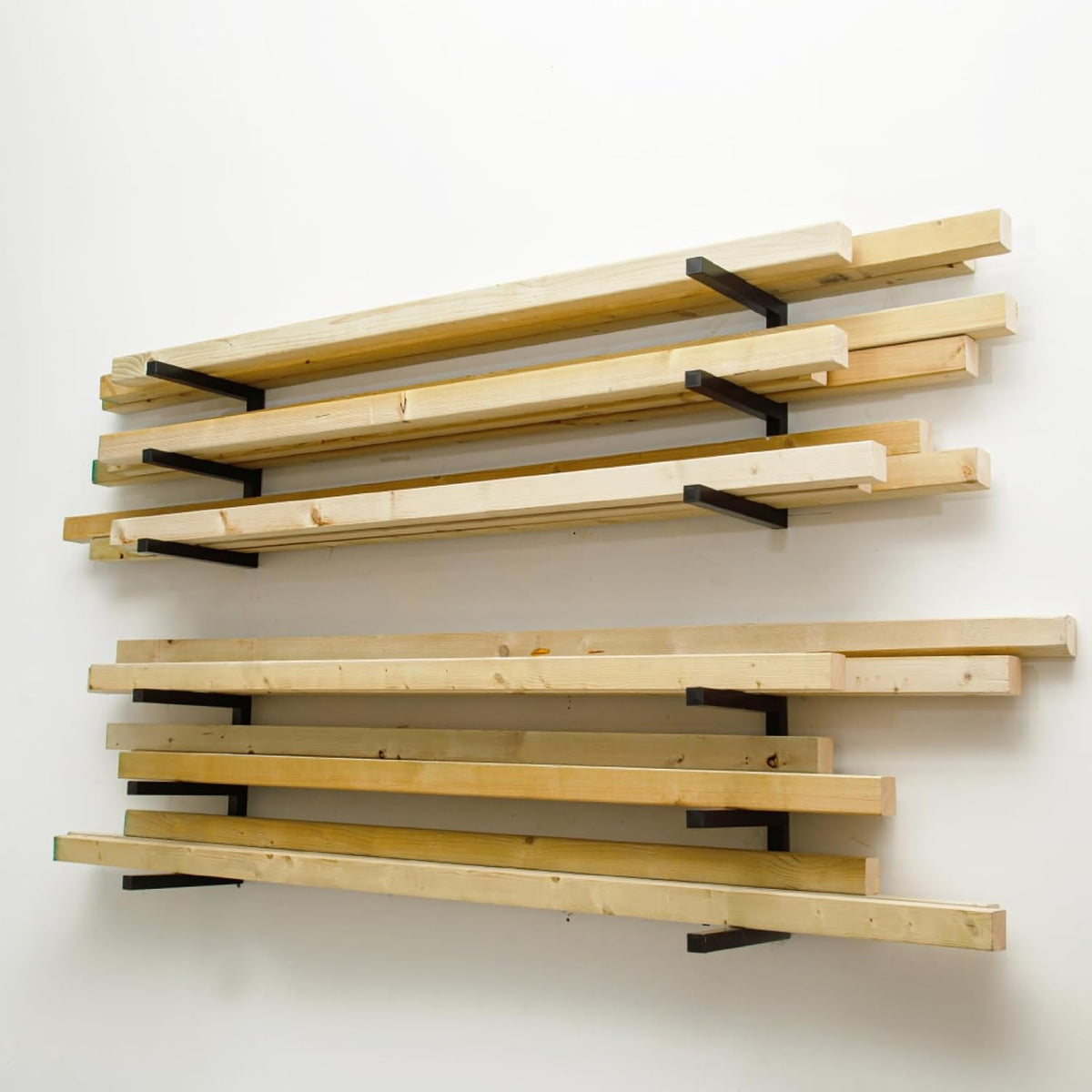 Lumber Storage Rack Wall Mount, Heavy Duty Metal Wood Organizer
