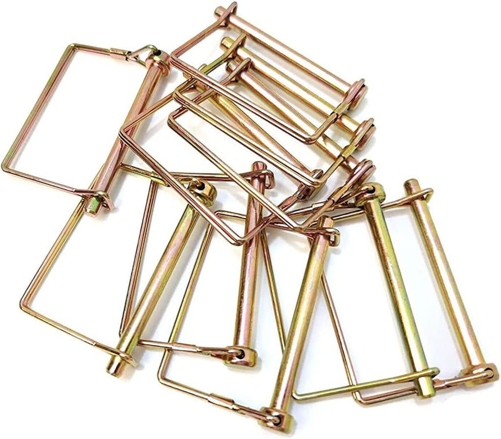 Sunnyway 10 Pack 5/16 Inch Trailer Coupler Wire Lock Pins, Gold, 4 Inch Long, Heavy Duty, Zinc-plated Carbon Steel, Trailer Hitch Pins