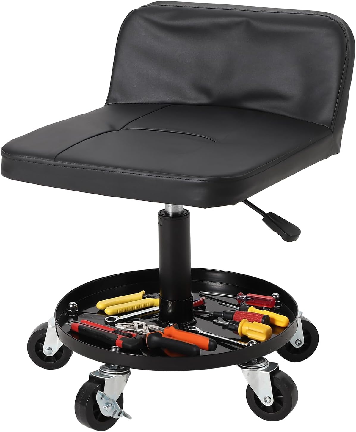 Garage Stool, 16”-21” Adjustable Rolling Mechanic Stool