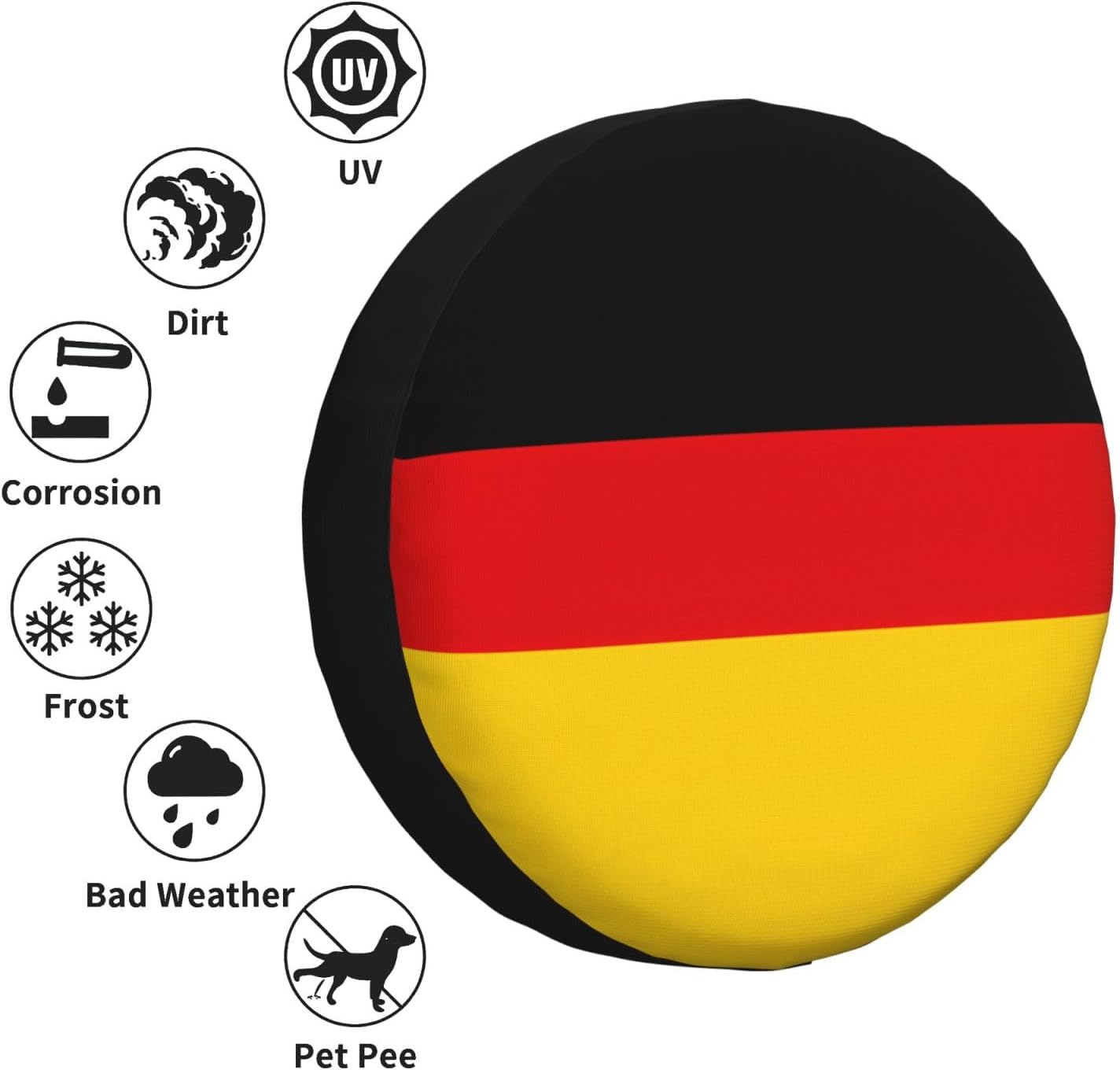 German Flag Print Universal Spare Tire Cover for RV, Jeep | Wheel Protector Fits Rv, Trailer, Jeep, Shield Tires From Sun, Dirt And Rain For Outdoor Storage