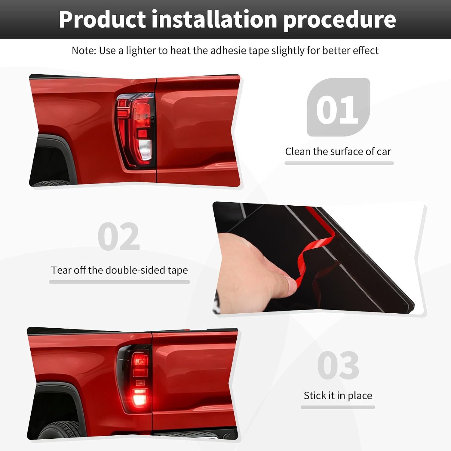 CheroCar Smoked Black Tail Light Cover Trim, Rear Taillight Guard Bezel Decoration Accessories for 2019-2026 GMC Sierra