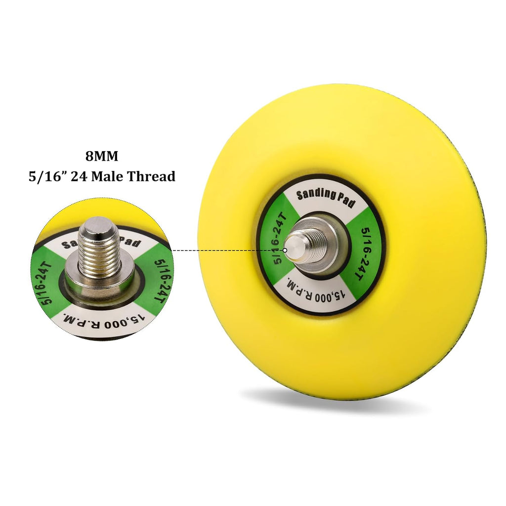 3-Inch Dual-Action Hook & Loop Fastener Flexible Backing Plate, 3" Polishing Pad with 5/16"-24 Threads